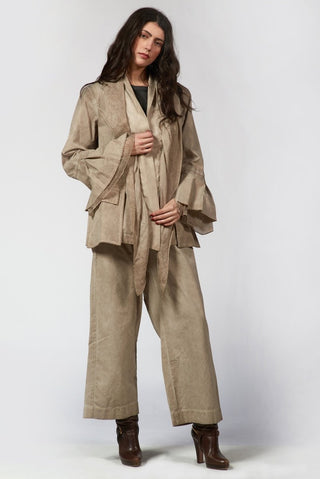 Flared Sleeve Jacket with Silky Collar - Baci Fashion