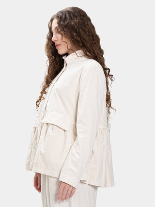 Gathered Velvet Jacket with Flap Pockets - Baci Fashion