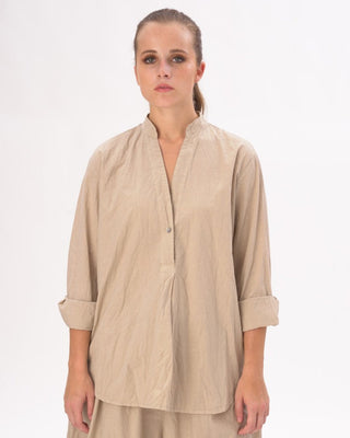Hi - Lo Hem V - Neck Organic Blouse - Baci Fashion
