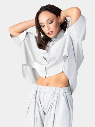 Hi-Lo Organic Cotton Cropped Shirt - Baci Fashion