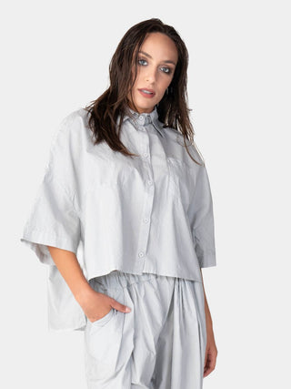 Hi-Lo Organic Cotton Cropped Shirt - Baci Fashion