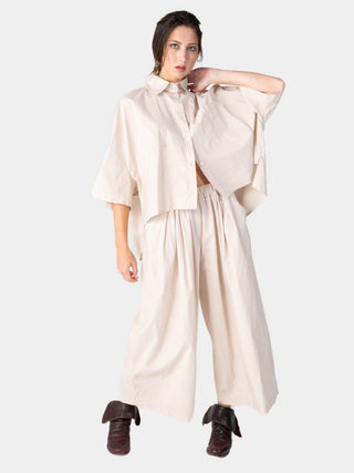 Hi - Lo Organic Cotton Cropped Shirt - Baci Fashion