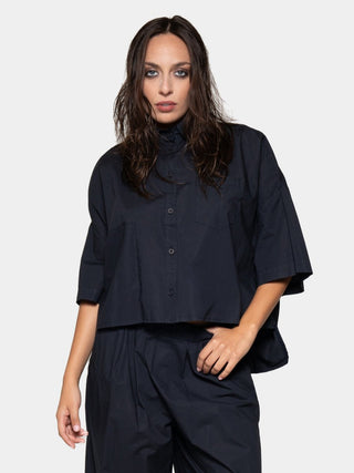 Hi-Lo Organic Cotton Cropped Shirt - Baci Fashion