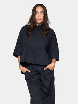 Hi-Lo Organic Cotton Cropped Shirt - Baci Fashion