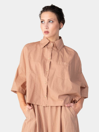 Hi-Lo Organic Cotton Cropped Shirt - Baci Fashion