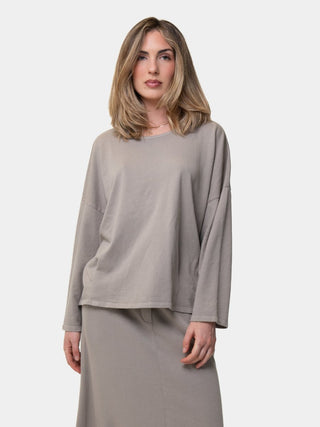 Hi Lo Round Neck Cotton Sweatshirt - Baci Fashion