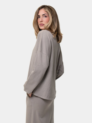 Hi Lo Round Neck Cotton Sweatshirt - Baci Fashion
