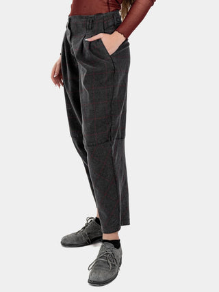 High Waist Cropped Plaid Trousers - Baci Fashion