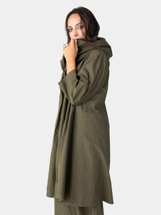 Hooded Zip Mid Length Cotton Jacket - Baci Fashion