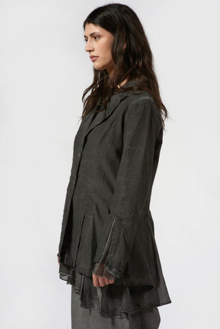 Jacket with Slits and Silky Underlay - Baci Fashion