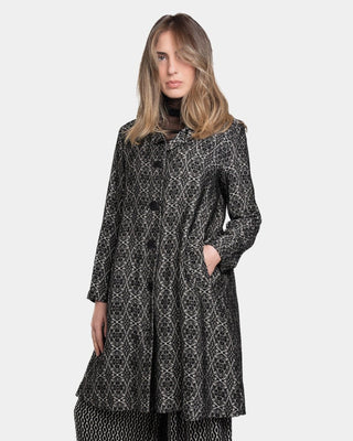 Kaleidoscope Print Button Up Overcoat - Baci Fashion