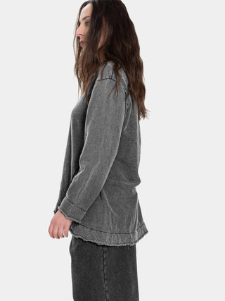 Knit Collar Flared Sweatshirt - Baci Fashion