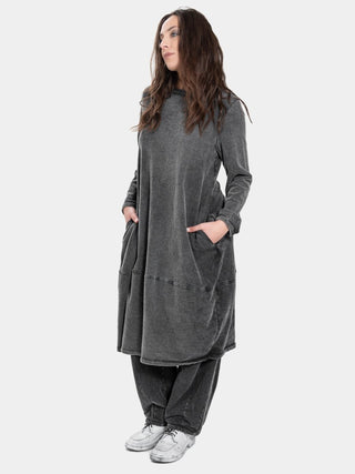 Knit Collar Midi Sweatshirt Dress - Baci Fashion