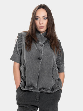 Knit Vest with Topstitched Pockets - Baci Fashion