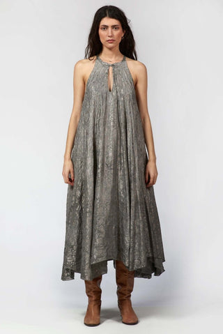 Laminated Halter Neck Dress - Baci Fashion