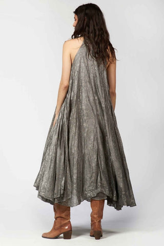 Laminated Halter Neck Dress - Baci Fashion