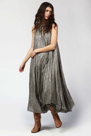 Laminated Halter Neck Dress - Baci Fashion