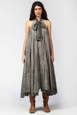 Laminated Halter Neck Dress - Baci Fashion