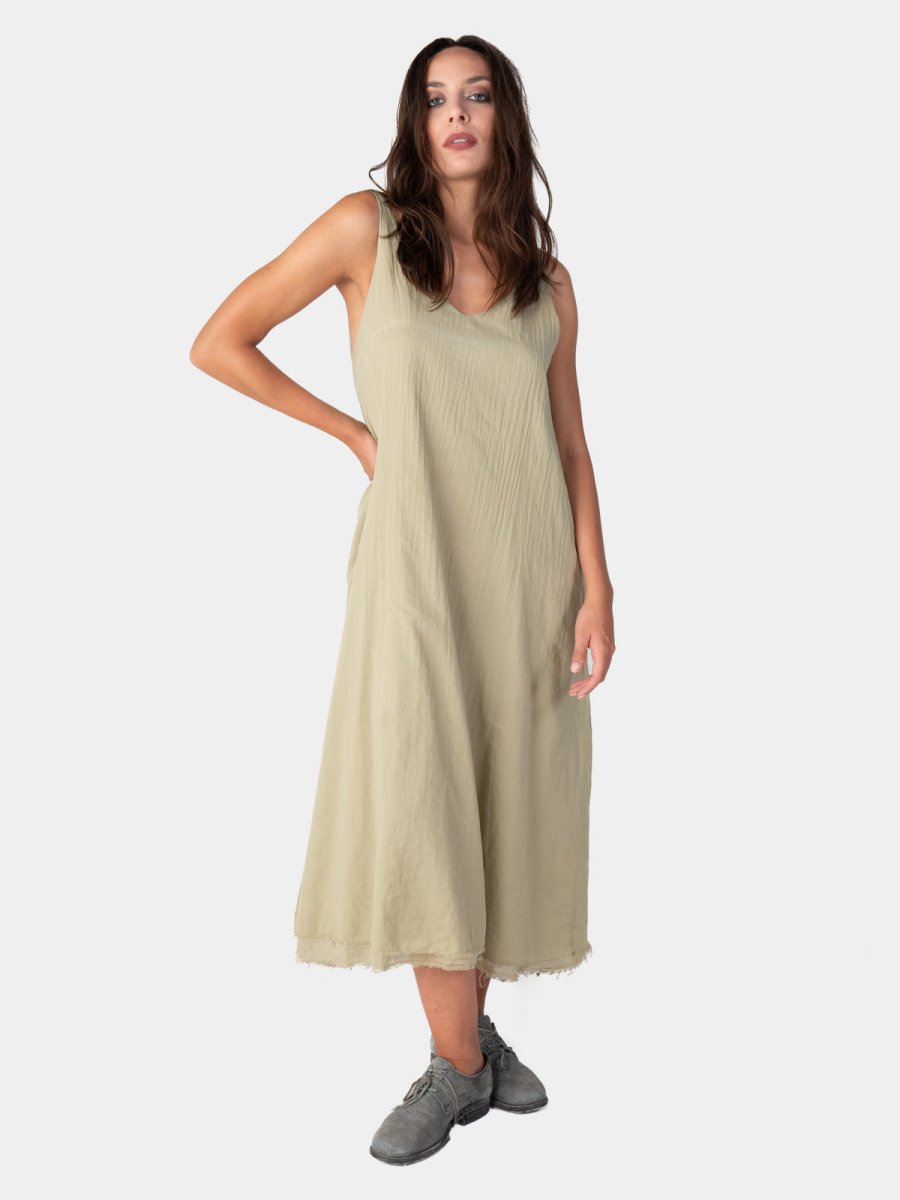 Layered V-Neck Organic Cotton Maxi Dress Sage / S Layered V-Neck Organic Cotton Maxi Dress Sage / S