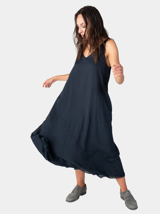 Layered V - Neck Organic Cotton Maxi Dress - Baci Fashion