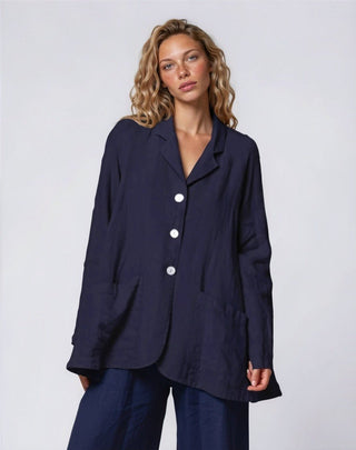 Linen 3 Button Swing Jacket - Baci Fashion