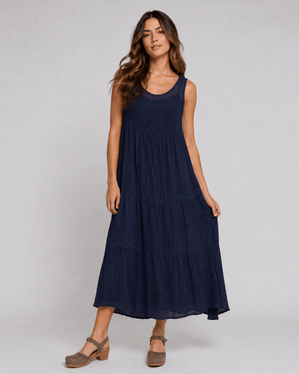 Linen Babydoll Tank Dress White / S