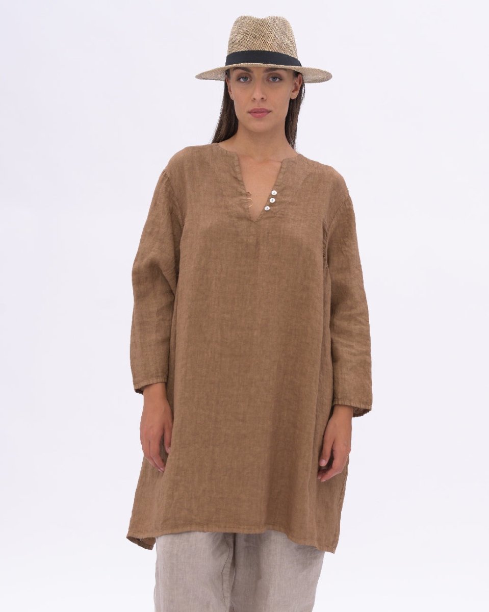long sleeve linen midi dress Living Easy Cream Floral Linen Midi Dress, Large - The Mint Julep Boutique