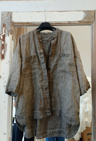 Linen Shirt with Front Pockets - Baci Fashion