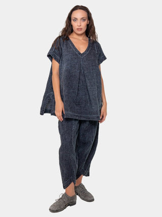 Linen V Neck Top - Baci Fashion