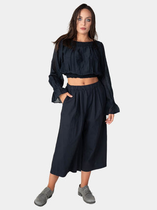 Long Flair Sleeve Bardot Crop Top - Baci Fashion