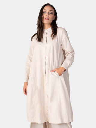 Long Sleeve Button Up Cotton Shirt - Dress - Baci Fashion