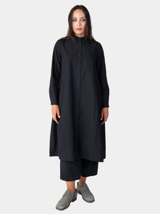 Long Sleeve Button Up Cotton Shirt-Dress - Baci Fashion
