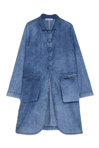 Longline Denim Jacket with Bellow Pockets - Baci Fashion