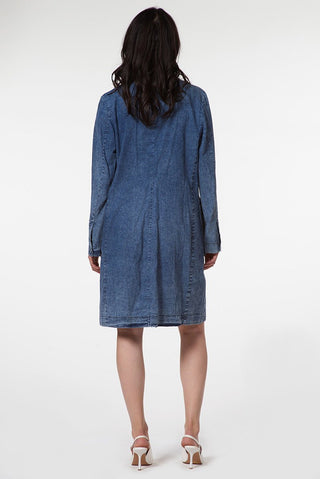 Longline Denim Jacket with Bellow Pockets - Baci Fashion