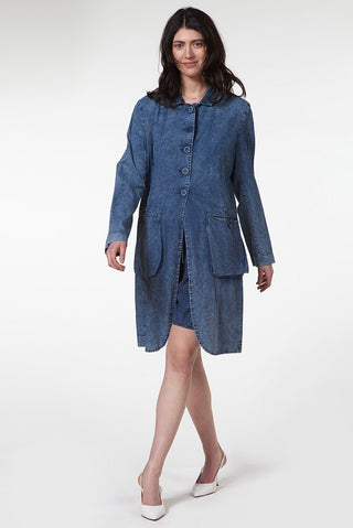 Longline Denim Jacket with Bellow Pockets - Baci Fashion