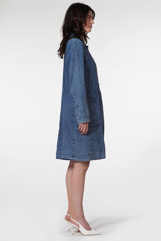 Longline Denim Jacket with Bellow Pockets - Baci Fashion