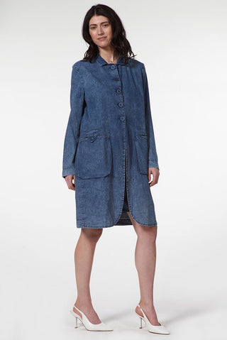 Longline Denim Jacket with Bellow Pockets - Baci Fashion