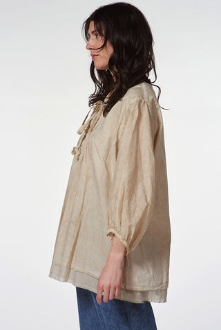 Loose - Fit Shirt with Front Tie - Baci Fashion