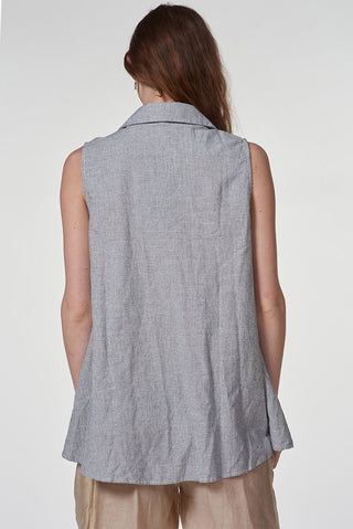 Micro - Striped Button - Up Vest - Baci Fashion