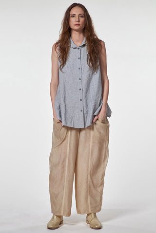 Micro - Striped Button - Up Vest - Baci Fashion