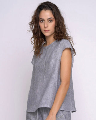 Micro Striped Cap Sleeve Top - Baci Fashion