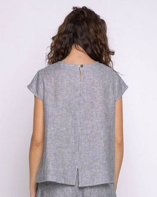 Micro Striped Cap Sleeve Top - Baci Fashion