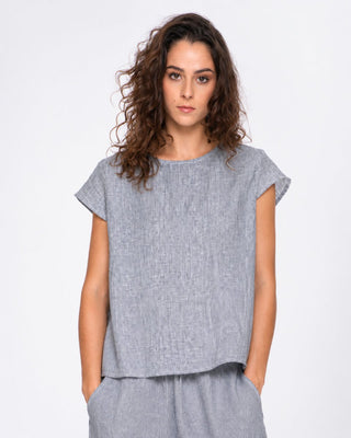 Micro Striped Cap Sleeve Top - Baci Fashion