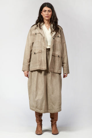 Military - Style Jacket with Patch Pockets - Baci Fashion