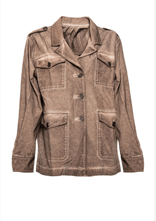 Military - Style Jacket with Patch Pockets - Baci Fashion