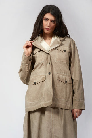 Military - Style Jacket with Patch Pockets - Baci Fashion