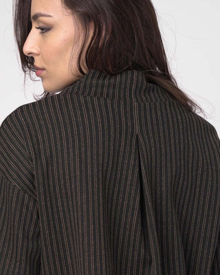 Mock Neck Pleated Back Shirt - Baci Fashion