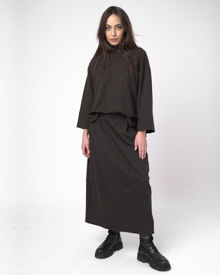 Mock Neck Pleated Back Shirt - Baci Fashion