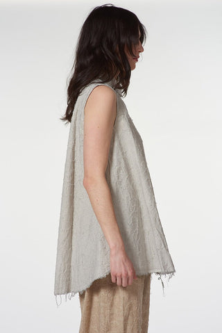 Needle Punched Sleeveless Cotton Shirt - Baci Fashion