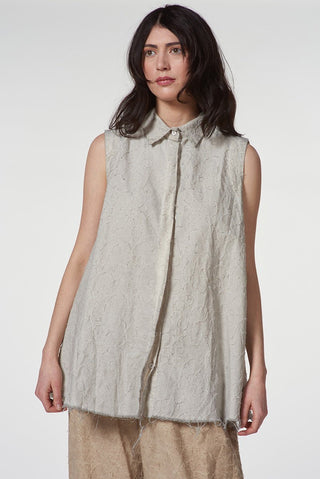 Needle Punched Sleeveless Cotton Shirt - Baci Fashion